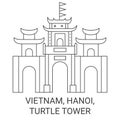 Vietnam, Hanoi, Turtle Tower travel landmark vector illustration