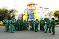 Vietnam: Ho Chi Ming City tourist police forming bevore new year celebration Royalty Free Stock Photo