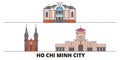 Vietnam, Ho Chi Minh City flat landmarks vector illustration. Vietnam, Ho Chi Minh City line city with famous travel