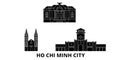 Vietnam, Ho Chi Minh City flat travel skyline set. Vietnam, Ho Chi Minh City black city vector illustration, symbol Royalty Free Stock Photo