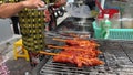 Vietnam Ho Chi Minh City Prepare soup, fry meat on the street, unsanitary conditions Street food in Vietnam