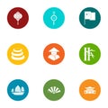 Vietnam icons set, flat style Royalty Free Stock Photo