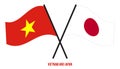 Vietnam and Japan Flags Crossed And Waving Flat Style. Official Proportion. Correct Colors