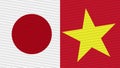 Vietnam and Japan Two Half Flags Together