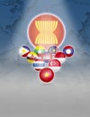 AEC ASEAN Economic Community sphere flags symbols, for Vietnam. In 2020, leaders from the ASEAN bloc of nations. - image