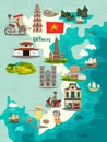 Vietnam map vector. Illustrated map of Vietnam for children/kid Royalty Free Stock Photo
