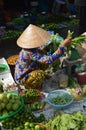 Lady selling vegetables market at Can Tho Market, Vietnam Royalty Free Stock Photo
