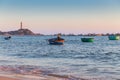 Vietnam village fishing boats ships sunset light