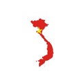 Vietnam national flag in a shape of country map