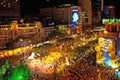 The new year celebration starts in Ho-Chi-Ming Cityat the Eden place near the opera. From the Rex roof there is the best view Royalty Free Stock Photo