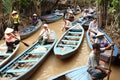 Vietnam people at the boats in Mekong Delta