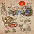 Vietnam. Pictures of Life. Colored vector pack. Hand drawings. Royalty Free Stock Photo