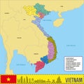 Vietnam political vector map with regions Royalty Free Stock Photo