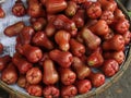 Vietnam, Quang Nam Province, Hoi An City, Old City listed at World Heritage site by Unesco, the Market, stall with Malacca Apples