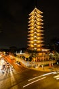 VietNam Quoc Tu Pagoda - Long exposure of Ho Chi Minh city traffic street - Saigon, Vietnam, February 8 2020