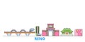 Vietnam, Reno, Danang line cityscape, flat vector. Travel city landmark, oultine illustration, line world icons