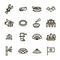 Vietnam Signs Black Thin Line Icon Set. Vector