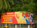 Vietnam socialist propaganda billboard on the street Royalty Free Stock Photo