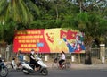 Vietnam socialist propaganda billboard on the street Royalty Free Stock Photo