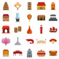 Vietnam travel tourism icons set flat style Royalty Free Stock Photo