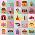 Vietnam travel tourism icons set flat style Royalty Free Stock Photo