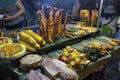 Vietnam vendor selling street food in the night market Royalty Free Stock Photo