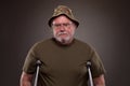 Vietnam Veteran with crutches