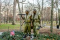 Vietnam Veterans Memorial in Washington DC, USA. Three Realistic and Detailed Soldier Statues with their Guns Royalty Free Stock Photo
