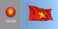 Vietnam waving flag on flagpole and round icon vector illustration