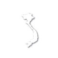 Vietnam - white 3D silhouette map of country area with dropped shadow on white background. Simple flat vector