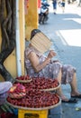 Vietnam woman takes a rest at the market