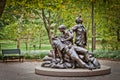 Vietnam Womens Memorial bronze statues in National Mall public park, created by Glenna Goodacre