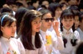 Vietnames high school girs and boy`s at final celebration in Hanoi