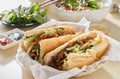 Vietnamese bahn mi sandwich with pork belly