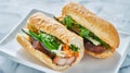 Vietnamese bahn mi sandwich with pork belly Royalty Free Stock Photo