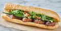 Vietnamese bahn mi sandwich with pork belly