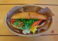 Vietnamese Banh mi served in food basket