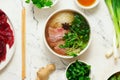 Vietnamese beef soup Pho. top veiw.style hugge Royalty Free Stock Photo