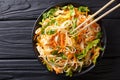 Vietnamese chicken salad with rice noodles, carrots and herbs ma Royalty Free Stock Photo