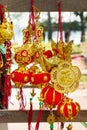 Vietnamese and Chinese New Year decorations red and gold colors on a street. Hue, Vietnam Royalty Free Stock Photo