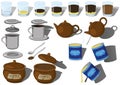 Vietnamese phin coffee step-by-step making vector set illustration Royalty Free Stock Photo