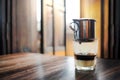 Vietnamese Coffee on Wooden Table. Traditional Hot Drinks in Vietnam Royalty Free Stock Photo