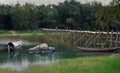 Vietnamese countryside, bamboo bridge cross river