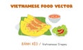 Vietnamese crispy crepes - Banh Xeo vector design, clipart cartoon. Asian food. Vietnamese cuisine. Vietnam delicious street food