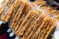 Vietnamese crispy pancakes with bananas on street food in Da Lat