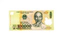 Vietnamese currency 100, 000 banknote Royalty Free Stock Photo