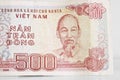 Vietnamese currency - 500 Vietnamese dongs are slightly rumpled Royalty Free Stock Photo