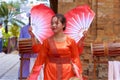 Vietnamese dancing on the Territory of Po Nagor Cham towers, Vietnam