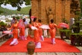 Vietnamese dancing on the Territory of Po Nagor Cham towers, Vietnam