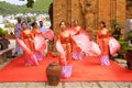 Vietnamese dancing on the Territory of Po Nagor Cham towers, Vietnam